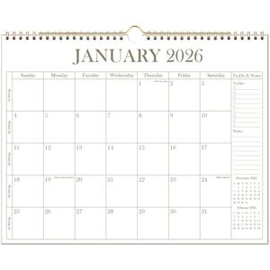 2026 Calendar - Wall Calendar 2026 from January 2026 - June 2027, 18 Months Calendar with Premium Paper, Twin-Wire Binding & Hanging Hook, 12" x 14.5", Golden