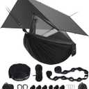 Sunyear Hammock Camping with Rain Fly Tarp and Net, Portable Camping Hammock Double Tree Hammock Outdoor Indoor Backpacking Travel & Survival, 2 Tree Straps,100% Waterproof (Black Bundle)
