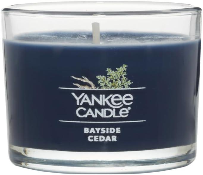 Yankee Candle Signature Votive Mini Candle Jar, Bayside Cedar Scent, Natural Soy Wax Blend Candle with Natural Fiber Wick, 1.3 OZ Glass Jar (Pack of 1)
