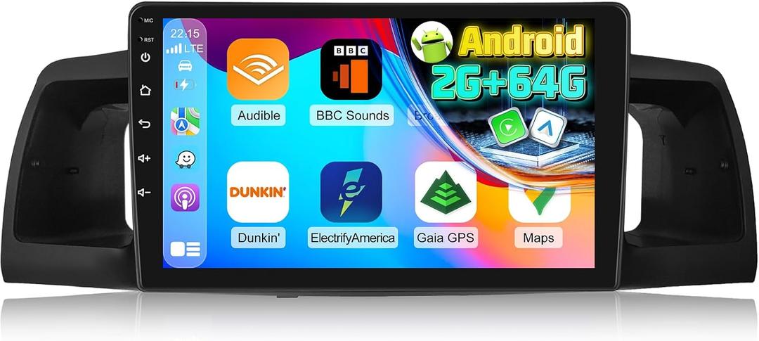 2+64G for Toyota Corolla Radio 2007 2008 2009 2010 2011 2012, 9 inch Android Touch Screen Corolla Car Stereo, Carplay/Android Auto/Bluetooth/EQ Audio/SWC