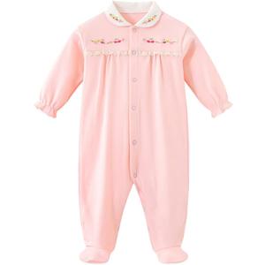 Infant Baby Girl Boy Onesie Cotton Newborn Outfit Bodysuit Jumpsuit Long Sleeve Romper (0-3M, Flower)