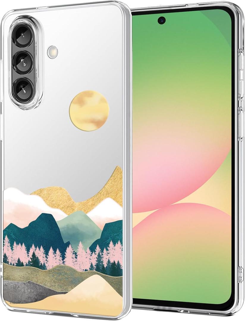 Unov Case Compatible with Galaxy A56 5G Serria Mountains Cute Embossed Pattern Design Slim Protective Soft TPU Bumper Back Cover