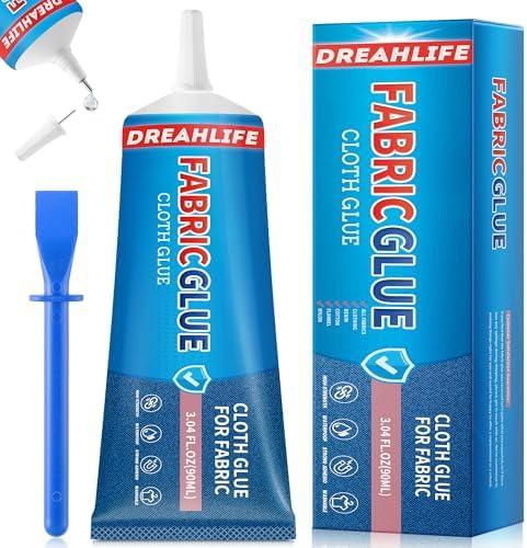 90 ML Fabric Glue for Clothing Permanent Washable, Fabric Glue Permanent for All Cotton, Flannel, Linen, Denim, Leather, Polyester, Doll Repair, Patches