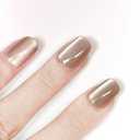 6 x Cat Eye Nails Short Squoval, Shimmery Dusty Rose Pink, Small Size Press on False Nails, 24 Reusable Fake Nails With Stick on Adhesive Tabs