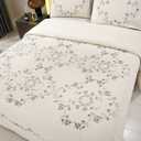 vctops 3-Piece Elegant Floral Embroidered Bedspread Coverlet Set 100% Cotton Reversible Patchwork 1 Quilt and 2 Pillow Shams Full/Queen, Flower B