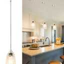 SADUENFR Brushed Nickel Pendant Lights Kitchen Island, 1-Light Hammered Glass Pendant Light Fixtures with Clear Glass and Rods, Modern Hanging Light for Kitchen Sink Dining Room Bedroom, E26