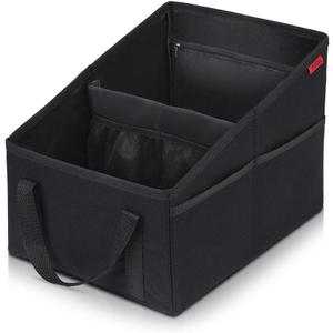YOOFAN Car Seat Organizer - Passenger Seat Organizer, Collapsible Small Car Seat Storage Organizer for Console Front/Back, Automotive Backseat Organizer with Belt 4 Cup Holders for Kids Accessories