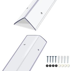 Pre-Drilled Wall Corner Protectors, 2pcs x 35.4''L x 1.97''W Clear Screw Fixing Anti-Impact L-Shape Protective Edge Shields & Guards for Door Frame, Sharp Wall