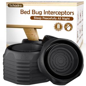 Bed Bug Interceptors, 8 Pack Bed Bug Traps, Insect Detector for Bed, Sofa & All Furniture. 24/7 Monitor, 360 Protection for Your Family's Peaceful Sleep, Black