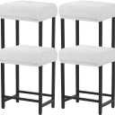 Levoberg Bar Stool Cover Rectangle Stretch Counter Height Barstool Slipcovers Rectangular Vanity Stool Cover Kitchen Counter Saddle Seat Cover for Wooden Metal Bench Set of 4 White
