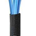 2pcs 5ft-3/4inch Black/White Cable Sleeve - Protects Cords from Pets & Organizes Wires - Modern Style - Polyester Material - Flame Retardant - Easy to Use & Cut (Black, 5ft-3/4inch)