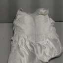 Long Sleeve Wedding Dresses for Bride V Neck A Line Satin Bridal Wedding Satin Gown Second White, L