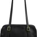 Swing Zip Shoulder Bag with Cherry Bag Charm (Black)