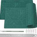 Self Healing 18"X12" Cutting Mat, A3 Sewing Mat Rotary Double Sided Thickened Mats for Crafts, for Sewing Crafts Hobby Fabric Precision Scrapbooking Project,Green 2 Pcs (No)