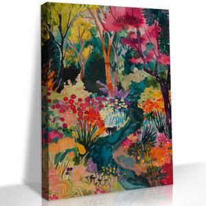 QWETTY666 Colorful Abstract Flower Wall Art Watercolor Botanical Canvas Wall Decor Vintage Aesthetic Wildflower Picture Print Abstract Nature Plant Landscape Painting 12x16in Ready To Hang