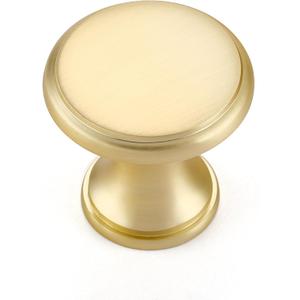 Ravinte 5 Pack Brushed Brass Kitchen Cabinet Knobs, Solid Brass Pulls Zinc Handles Simple Drawer Cabinet Hardware for Cupboard Drawer Knobs
