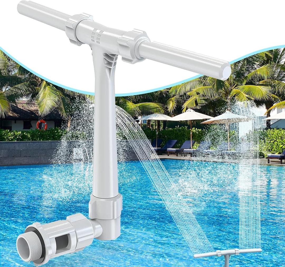 [Patent Pending] POOLHACKER 2025 Upgrade Pool Fountain - Dual Spray Water Fountains for Above Ground/Inground Pools, 2-in-1 Adjustable Waterfall Pool Sprinkler Fountain (for in-tex & for Best-Way)