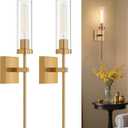 Wireless Wall Sconces with Remote Control, Brushed Gold Battery Operated Wall Sconce Set of 2, Dimmable Rechargeable Wall Decor Lights for Living room Dining room Bathroom Bedroom Hallway Stairwell