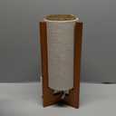 EDISHINE 13.5" Small Table Lamp, Walnut Wood Cylinder Nightstand Lamp for Bedroom, Beige Linen Shade, Corner Modern Bedside Lamp for Living Room, On-Off Line Switch, E26 Base (Bulb Not Included) (Dark Pearwood Color)