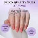 2 x Peachy Pink Press On Nails, Short Almond Reusable Nails with Glossy Finish | Includes 32 nails, glue, and 16 sizes for an easy fit and a glossy coral-nude finish for a natural salon-style look at home