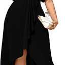 Shestarr Women Plus Size Maxi Dress Short Sleeve Wrap V Neck High Low Split Long Dress M