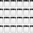novelinks 8 oz Clear Plastic Jars with Airtight Lids, 24 Pack Plastic Mason Jars with Lids 8oz, Refillable Storage Slime Containers & Small Spice Jar for Kitchen Organization (24 Pack,Black)