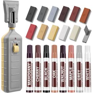 Laminate Floor Repair Kit with Heat Pen, 11 Color Wood Vinyl Floor Furniture Repair Kit Linoleum Repair Hard Wax Touch Up Marker Cover Scratches, Stains, Cracks, Holes for Door, Cabinet, Table.