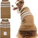 BINGPET Dog Sweater, Turtleneck Classic Knit Dog Sweaters for Small Medium Large Dogs with Leash Hole, Pet Winter Clothes Warm Sweatshirts Outfits for Doggie and Cats Grey(X-Large) (Khaki)