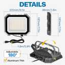Leddictive 1 Pack LED Flood Lights Outdoor, 3CCT 3000/4000/6000K Selectable 100W 10000LM Floodlight Outside Work Light with 5.9FT Plug, IP65 Waterproof LED Flood Light for Garage, Yard, Lawn, Garden