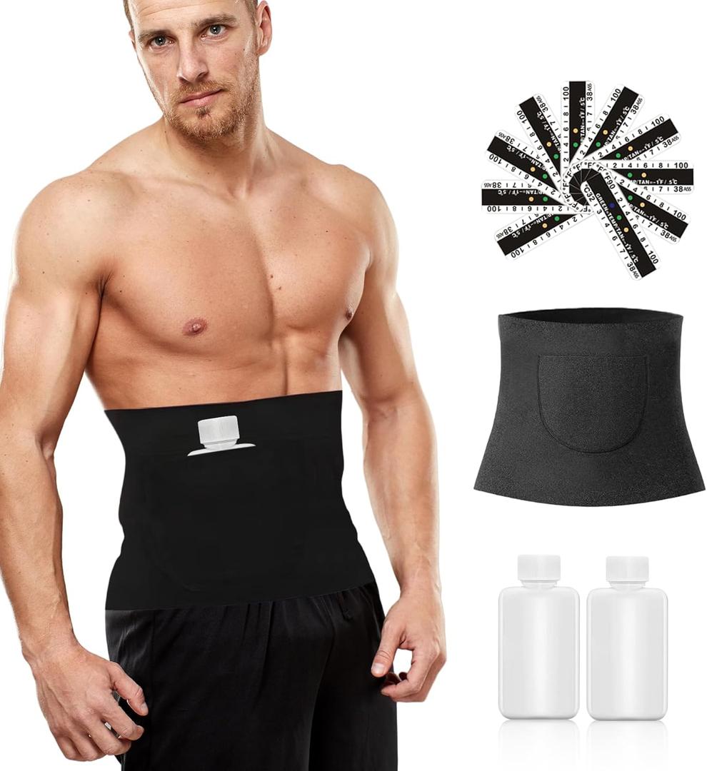 Urine Test Complete Kit - 3.3oz Translucent Empty Bottle, with Lining Pocket Belt,Temperature Strips, Urine Test Practice Kit at Home,Hospital (Large)