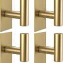 VAEHOLD Wall Towel Hooks, Heavy Duty Sticky Holder Waterproof Towel Hooks for Hanging Coat, Clothes, Closet Hook Wall Mount for Kitchen (Gold, 4 Pack)