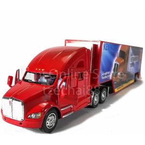 KiNSMART Kenworth T700 Container Truck, 1:68 Scale, Die Cast Metal Model, Red with Decals, Pullback Action