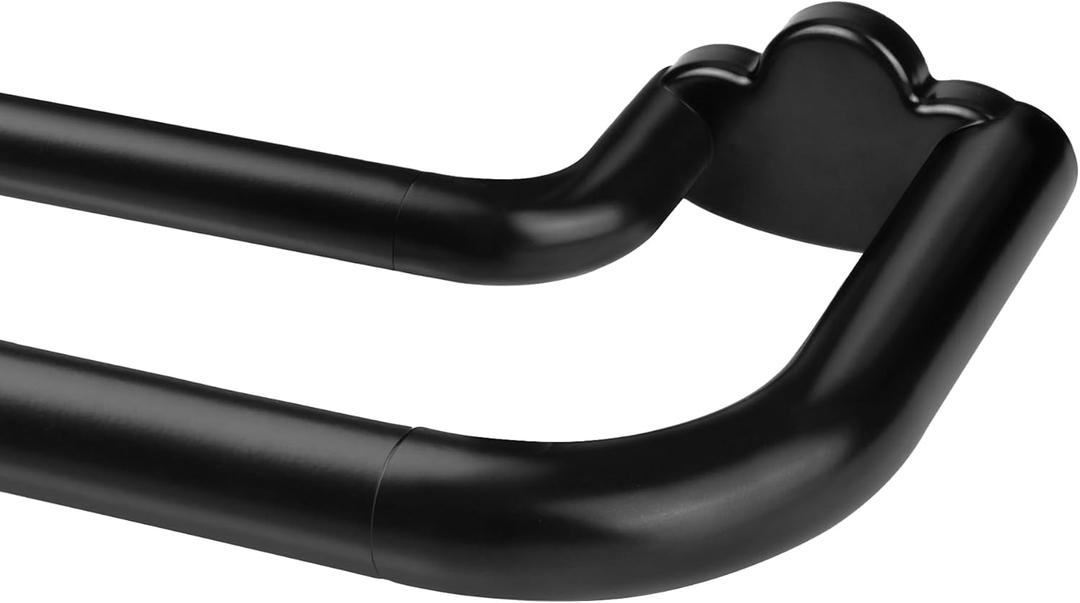 Double Curtain Rods 32 to 58 Inches, HOTOZON Blackout Double Curtain Rods for Windows 20 to 54 Inches (1.6-4.5 ft), 6/8 Inches Wrap Around Room Darkening Telescoping Drapery Rod, Black