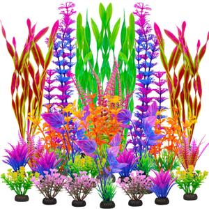 Colorful Fish Tank Decorations, Large Aquarium Artificial Plastic Plants Decor, Betta Goldfish Tank Accessories, Fish Bowl Ornaments