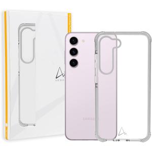 Armor Classics Crystal Case for Samsung Galaxy S23 Plus, Crystal Clear with Light Grey Tape