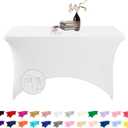 Spandex 4ft Waterproof Table Cover for Party,Wedding, Banquet, and Events(White)