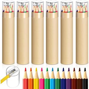24 Pack Colored Pencils Bulk with Sharpener, Colored Pencils Set, 12 Assorted Color Pre-sharpened Travel Portable Pencil Gift for Christmas Holiday Party Favor