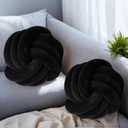 2 Pcs Knot Pillows, Black Knotted Ball Pillow Plush Throw Pillows for Bed Sofa Couch, 8.7" Decorative Round Pillow Cushions