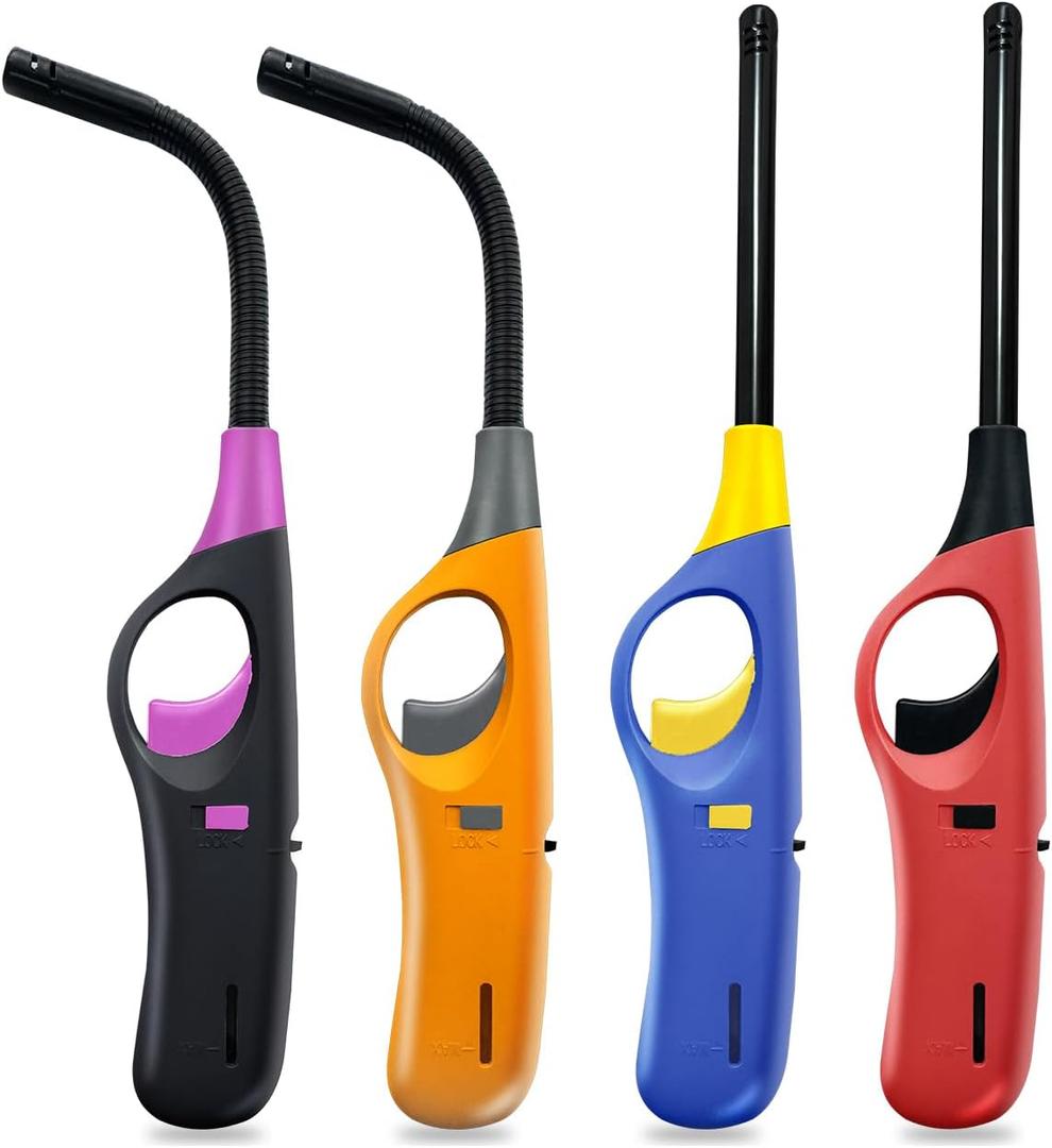 4 Pack Lighter Refillable Butane Lighters, Candle Lighters for Candle Camping Fireplace Party BBQ Grill(No Fuel)