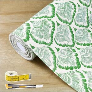 Shelf and Drawer Liner, 12in x 10FT Double Layer PVC Non-Adhesive Non-Slip Waterproof, Green Leaf for Kitchen Cabinets, Pantry, Bathroom, Dresser with Knife and Tape Measure