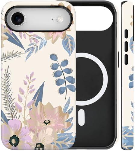 flewfun Magnetic for iPhone 17 Air Case Cute Blossom Floral Flowers Phone Case, Shockproof Slim TPU and Hard PC Protective Phone Cover Compatible with MagSafe Designed for Women Girls