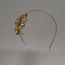 SWEETV Flower-Leaf Bridal Headband Gold Crystal Tiara for Women Pearl Wedding Headpieces for Bride Hair Accessories for Prom Birthday Party