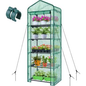 Mini Greenhouse for Indoor Outdoor: Ohuhu Small Plastic Plant Green House 5-Tier Rack Stand Portable Greenhouses with Durable PE Cover for Seedling, Ideal Gardening Gifts for Women Men