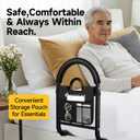 Bed Rails for Elderly Adults Safety - Adjustable Bed Assist Rail with Non-Slip Handle & Storage Pocket, 350LBS, Tool-Free, ASTM Compliant, Bed Cane for Seniors Fits King/Queen/Full/Twin Beds, Large