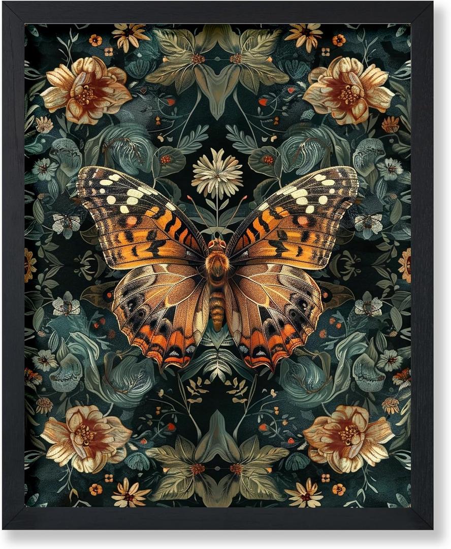 Monem Art William Morris Poster – Butterfly and Flowers Print – Botanical Poster – Animal Illustration – Floral Design – Great Living Room or Office Decor – 11x14 UNFRAMED Wall Art