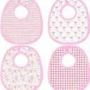 4 Piece Drooling Bibs for Baby Boys Girls,Soft Triple Layer Cotton Muslin, Adjustable Newborn Bibs for Drooling