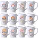 Widecook 12 Pcs Mother's Day Christian Coffee Mug Gifts Set for Women Men 12oz Bible Verses Ceramic Cup Religious Coffee Mugs for Pastor Family Church Party Favors Gifts, No Dishwasher (Rainbow)