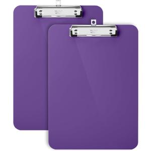 Mr. Pen- Plastic Clipboard, 12.5" x 9", 2 Pack, Clipboard Plastic, Low-Profile Metal Clip with Retractable Hanging Hole (Purple)