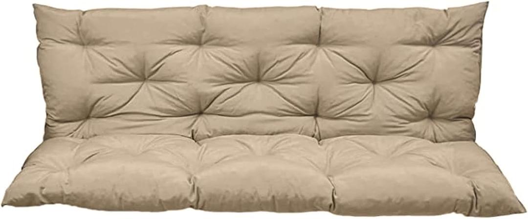 Outside Benches Cushion with Backrest, Thicken Waterproof Swing Cushions 2/3 Seater Replacement, Porch Swing Cushions Outdoor (Beige, 40 x 60 inch)
