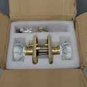 3 Pack Glass Door Knob, Octagon Shaped Crystal Door Knobs with Lock, Satin Brass Door Knobs Interior Glass